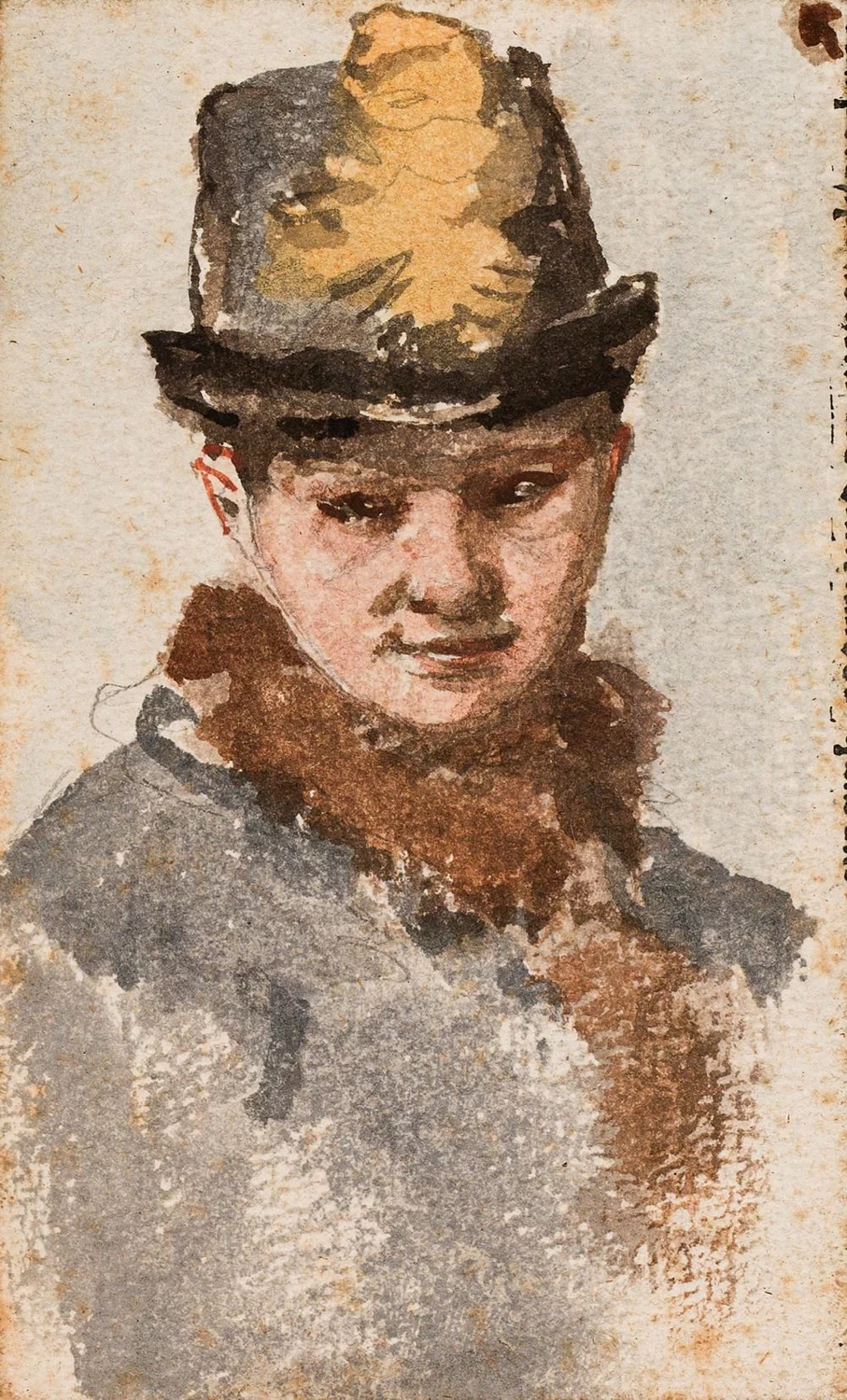 Ritratto di dama con collo di pelliccia e cappello